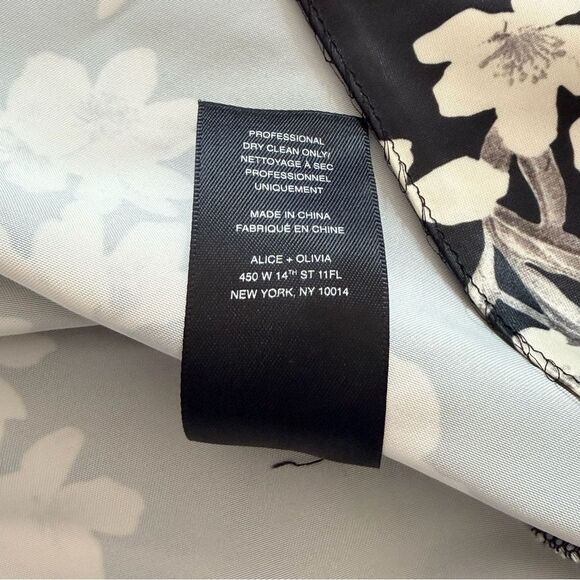 Alice + Olivia Black Floral Fit & Flare Dress Small - Picture 14 of 14